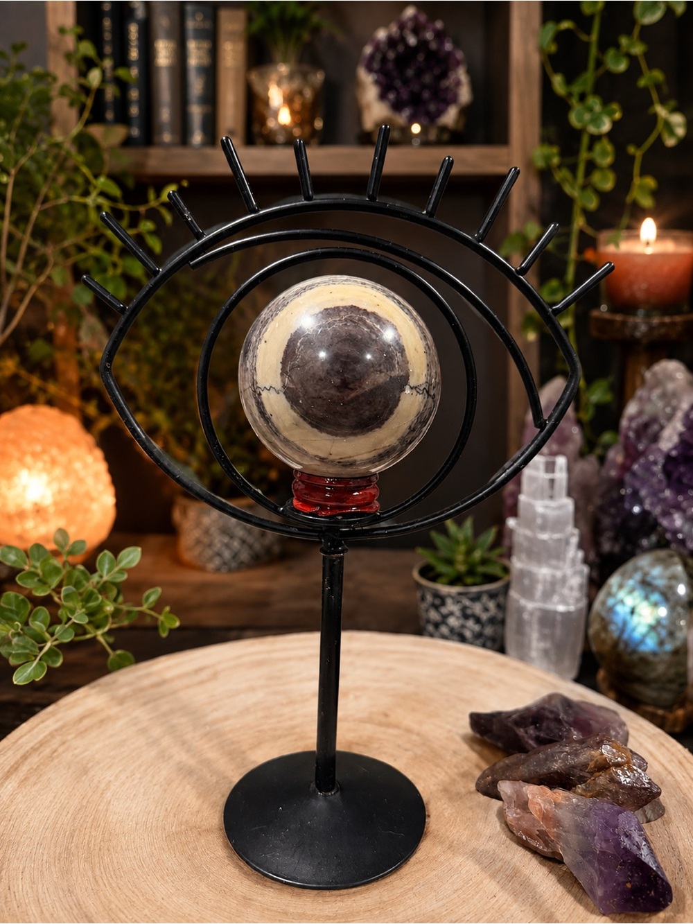 Purple Robe Jasper Sphere w/Eye Stand